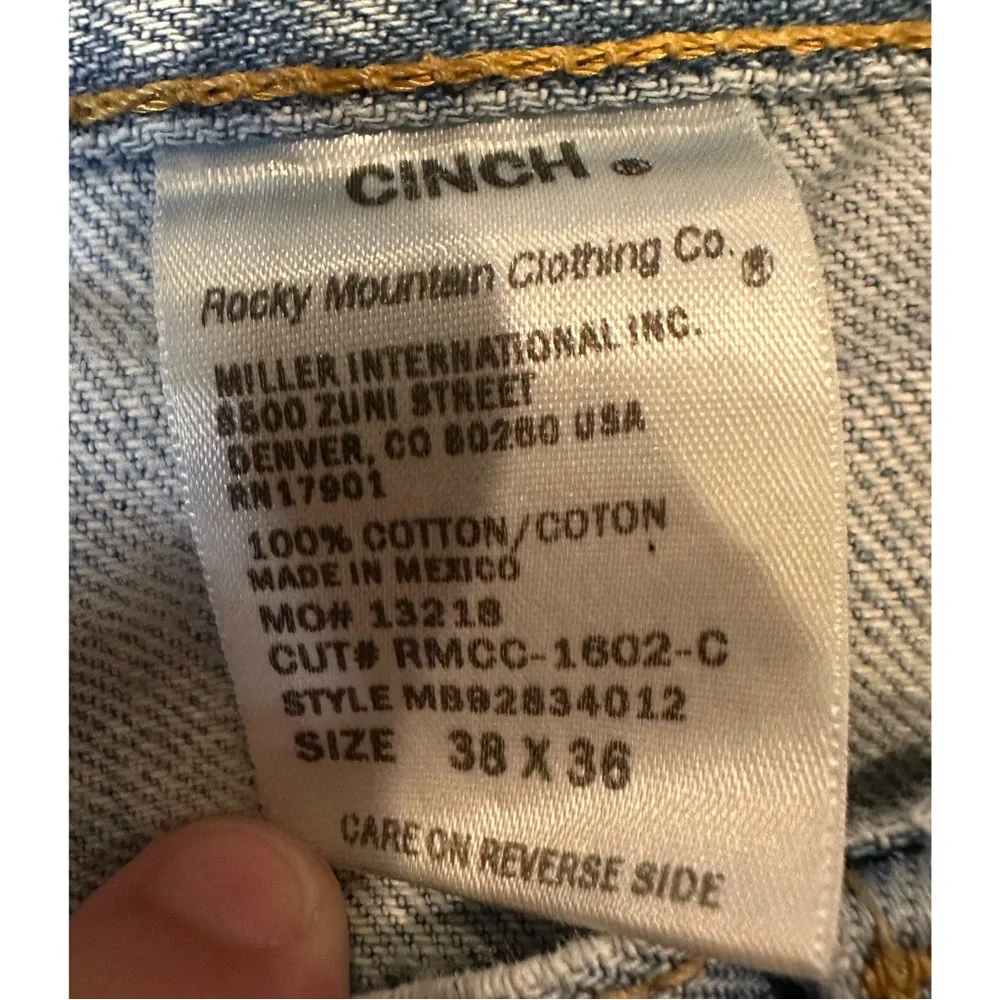 CINCH Men's Relaxed Fit White Label Jean - Light Stonewash Size‎ 38 - Picture 5 of 9